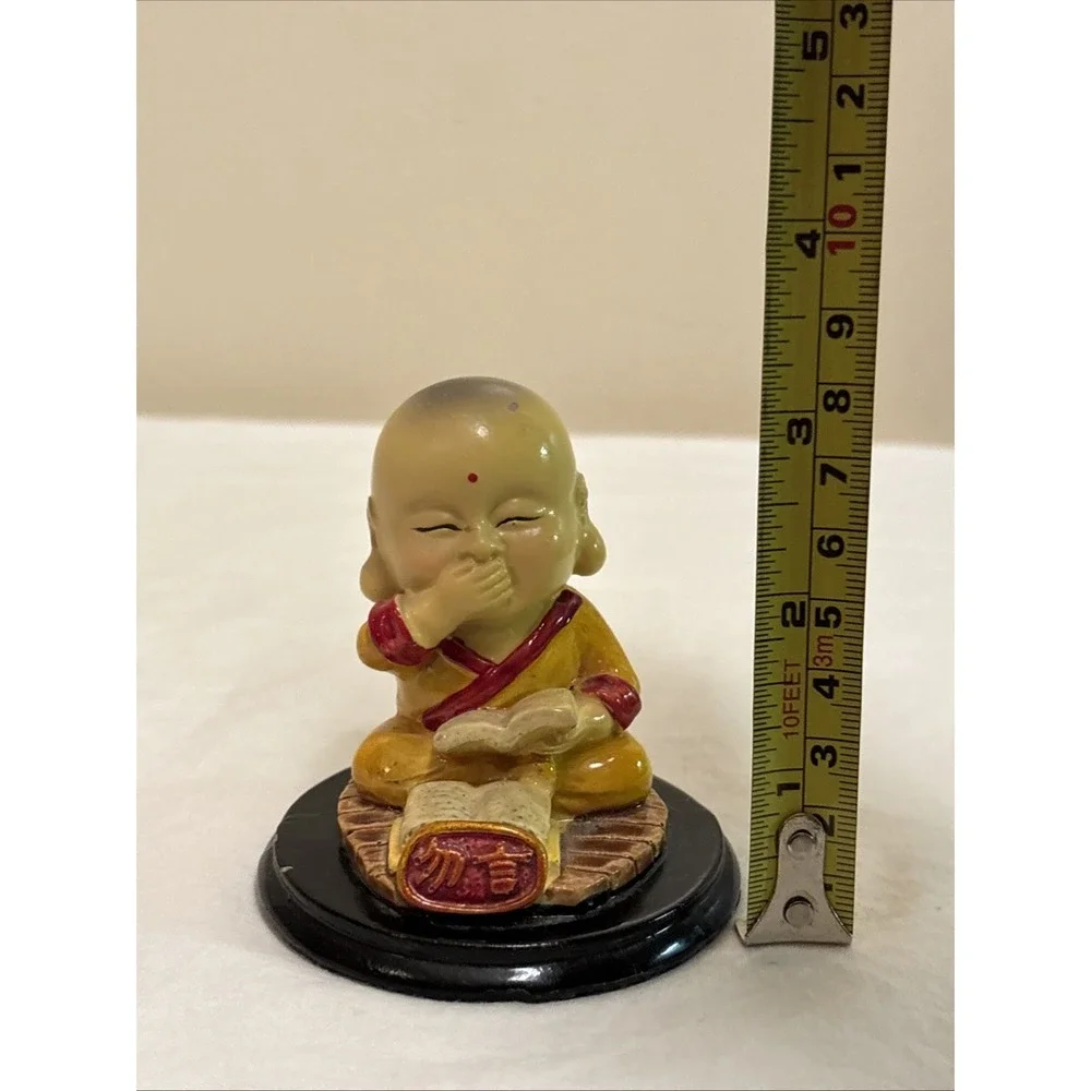 Set of 2 Baby Buddha Figurines Paperweights Hear No Evil Speak No Evil Decor